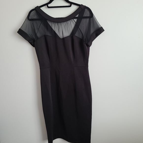 PLUS SIZE Black Illusion Yoke Sheath Dress Size 14 - Picture 4 of 5